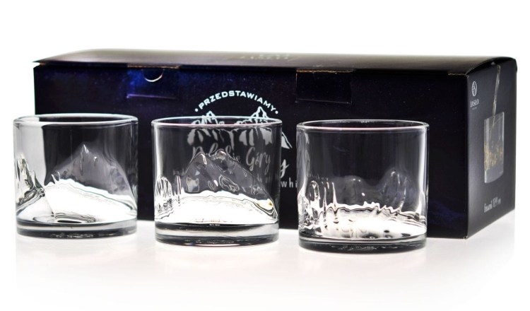 Szklanki do whisky JASŁO Polskie GÓRY na prezent | GIEWONT / RYSY / ŚWINICA - BEZBARWNE