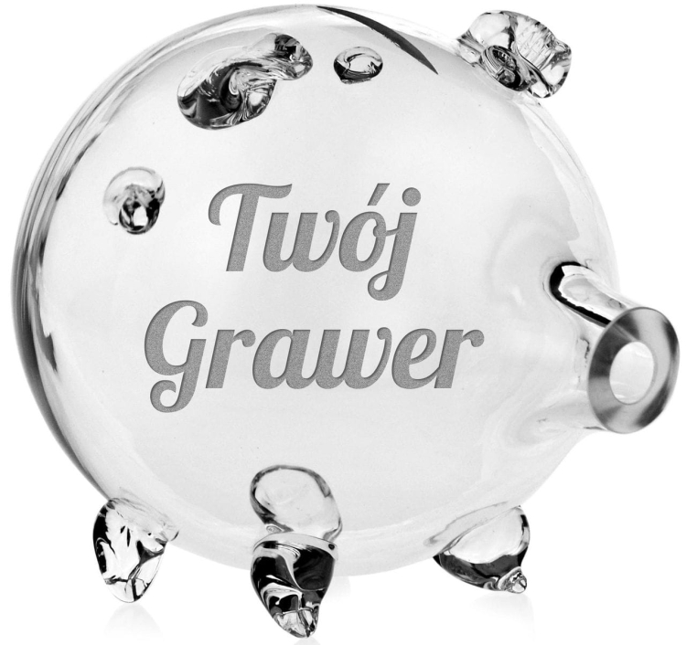 MEGA duża szklana skarbonka ŚWINKA przeźroczysta z grawerem indywidualnym TWÓJ NAPIS