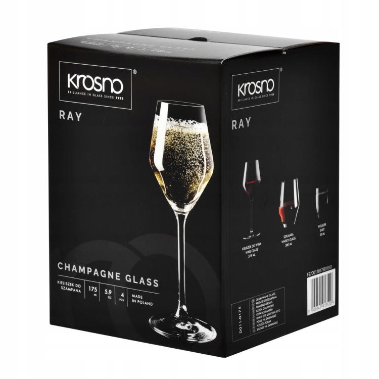 Kieliszki do szampana prosecco KROSNO Ray 175 ml 4szt
