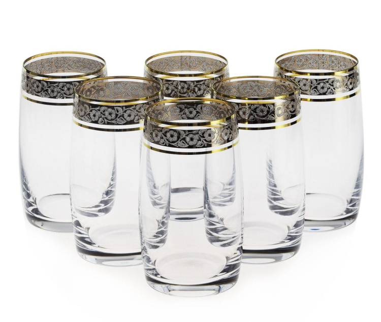 Ekskluzywne szklanki long drink złoto platyna 380ml