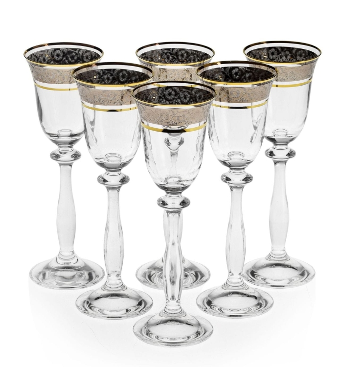 Ekskluzywny komplet kieliszków na prezent złoto platyna 18el