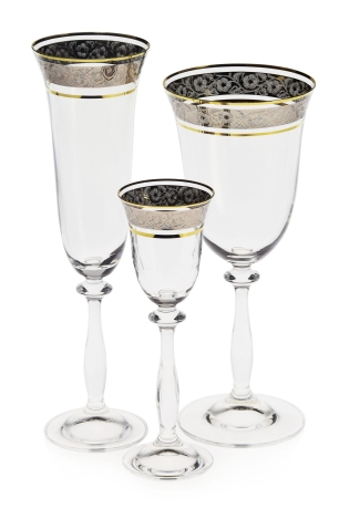 Przejdź do produktu Ekskluzywny komplet kieliszków na prezent złoto platyna 18el