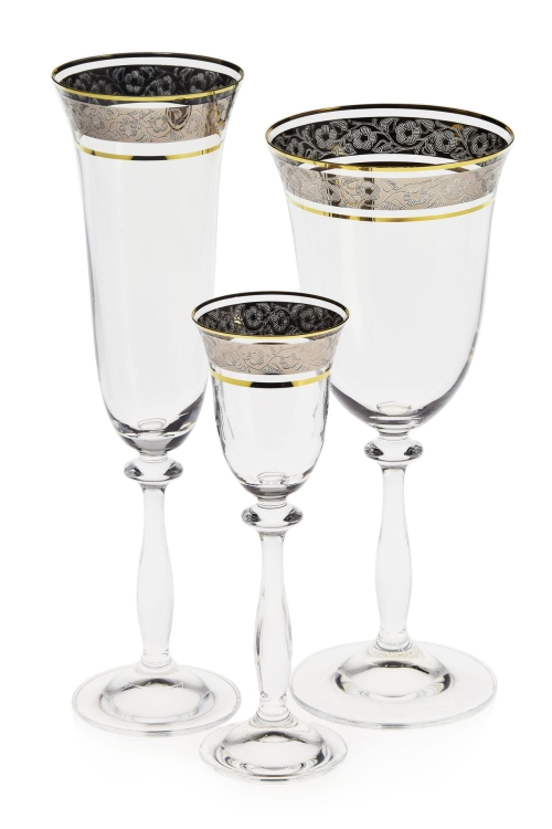 Ekskluzywny komplet kieliszków na prezent złoto platyna 18el