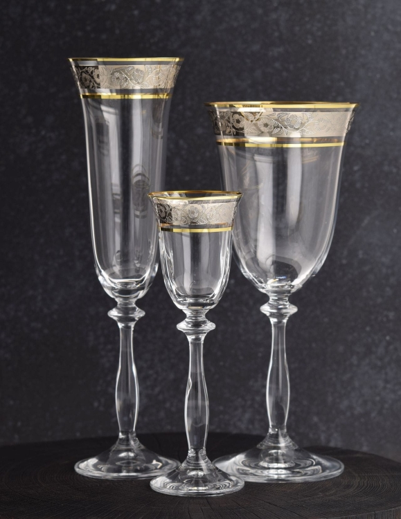 Ekskluzywny komplet kieliszków na prezent złoto platyna 18el