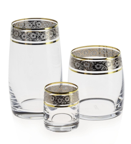 Przejdź do produktu Ekskluzywny komplet szklanek kieliszków złoto platyna 18el