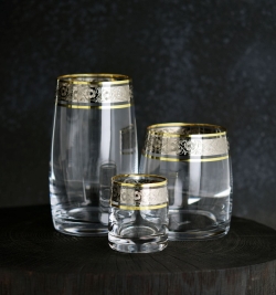Ekskluzywny komplet szklanek kieliszków złoto platyna 18el