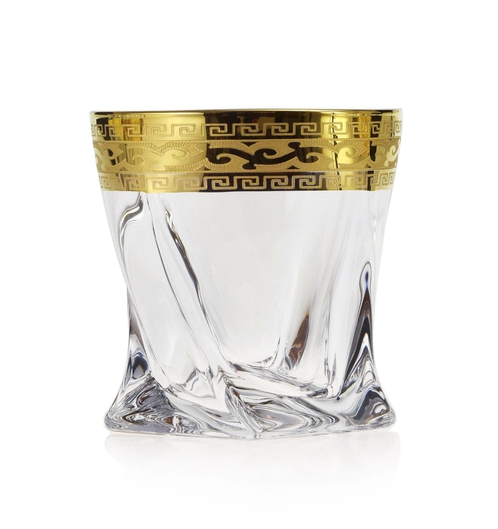 Ekskluzywne szklanki do whisky Złocony Ornament 340ml 6szt. w skrzynce z GRAWEREM