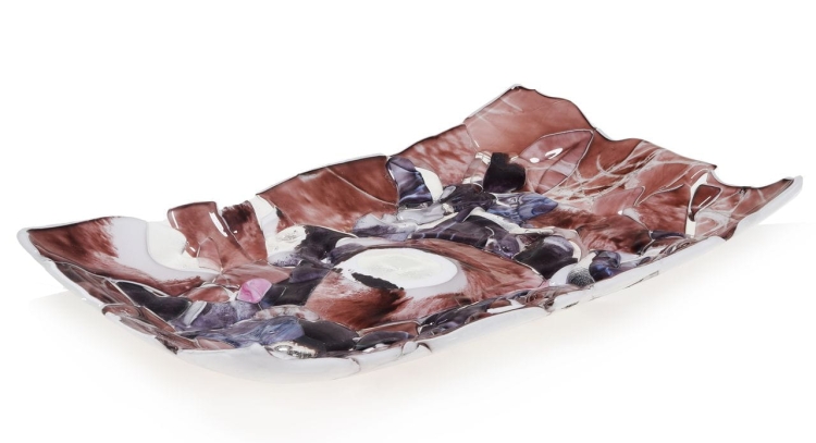 Ekskluzywna prostokątna szklana patera na owoce pizze 39cm "25"