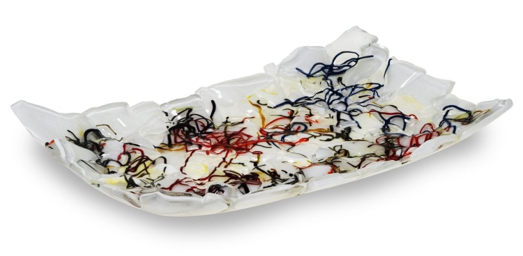 Ekskluzywna prostokątna szklana patera na owoce pizze 39cm "32"