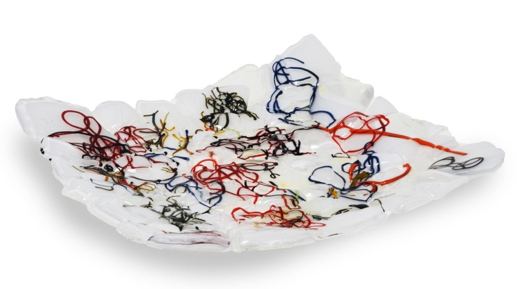 Ekskluzywna kwadratowa szklana patera na owoce pizze 38cm "32"