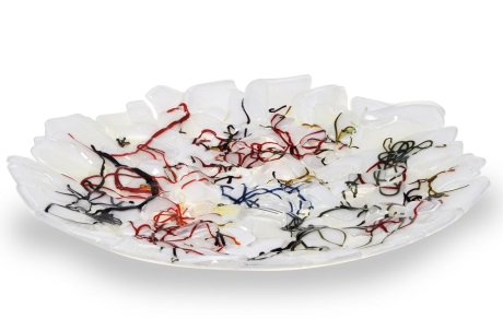 Przejdź do produktu Ekskluzywna okrągła szklana patera na owoce pizze 38cm "32" 