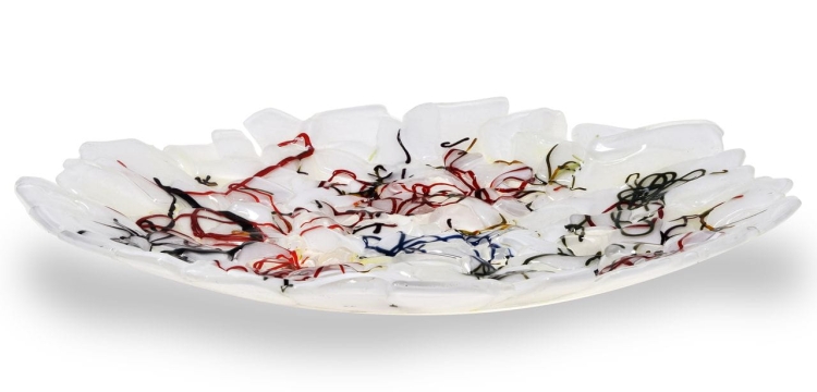 Ekskluzywna okrągła szklana patera na owoce pizze 38cm "32"