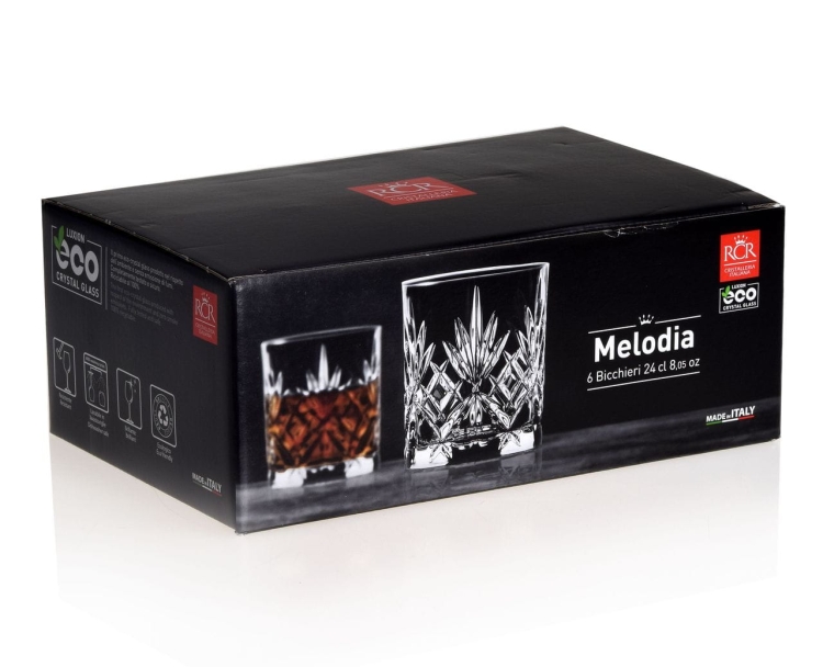 Szklanki do whisky brandy soku RCR MELODIA 240ml