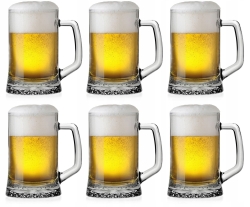 SOLIDNY szklany kufel z rączką do piwa 620ml 6szt