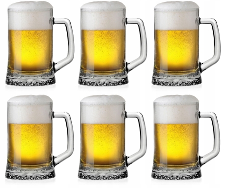 Przejdź do produktu SOLIDNY szklany kufel z rączką do piwa 620ml 6szt 