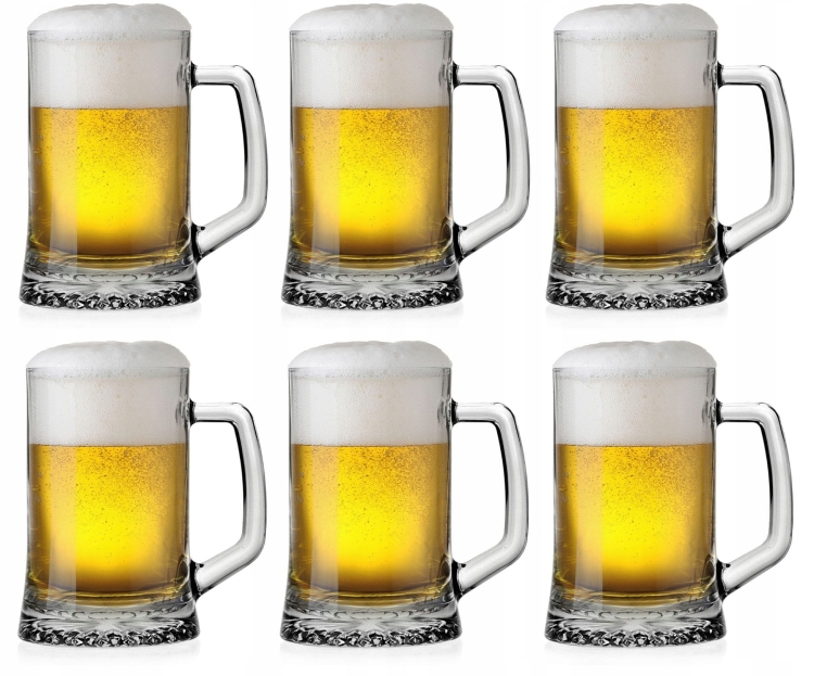 SOLIDNY szklany kufel z rączką do piwa 620ml 6szt