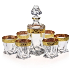 Ekskluzywny komplet do whisky Bohemia BAROKO GOLD 6+1