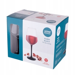 Kieliszki do wina czerwonego Rubin Black czarna stopka 370ml