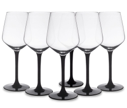 Kieliszki do wina czerwonego Rubin Black czarna stopka 370ml