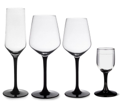 Komplet kieliszków Altom Design Rubin Black czarna nóżka 24el.