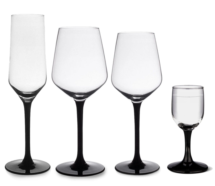 Komplet kieliszków Altom Design Rubin Black czarna nóżka 24el.