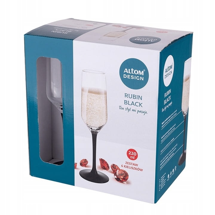 Komplet kieliszków Altom Design Rubin Black czarna nóżka 24el.