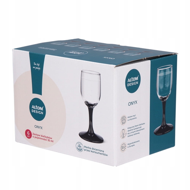 Komplet kieliszków Altom Design Rubin Black czarna nóżka 24el.