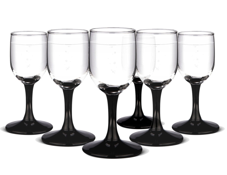 Komplet kieliszków Altom Design Rubin Black czarna nóżka 24el.