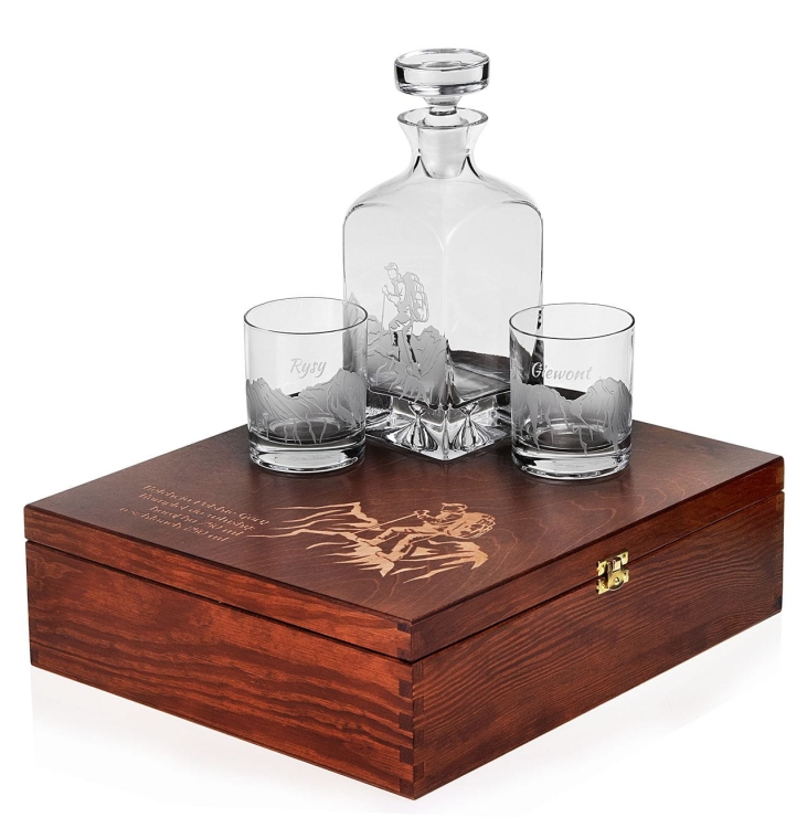 Komplet do whisky 6+1 "Polskie góry" karafka + szklanki w skrzynce