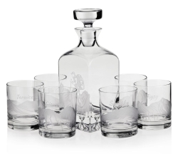 Komplet do whisky 6+1 "Polskie góry" karafka + szklanki w skrzynce