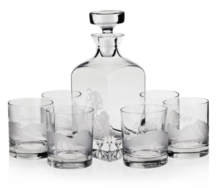 Komplet do whisky 6+1 "Polskie góry" karafka + szklanki w skrzynce