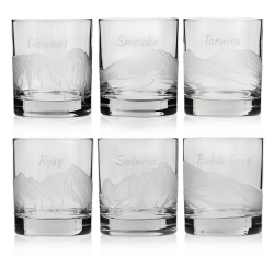 Komplet do whisky 6+1 "Polskie góry" karafka + szklanki w skrzynce