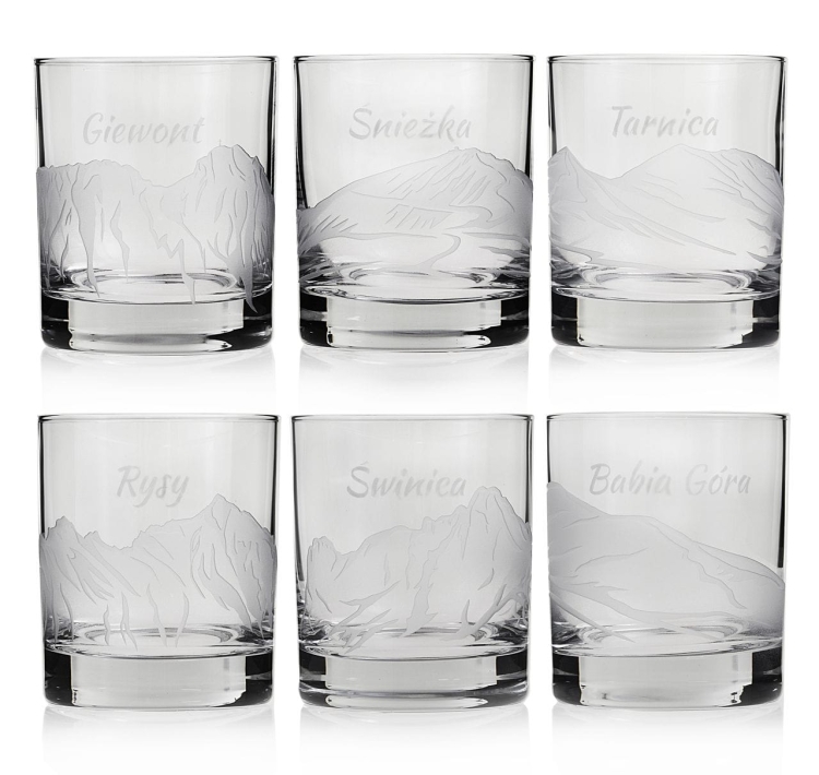 Komplet do whisky 6+1 "Polskie góry" karafka + szklanki w skrzynce