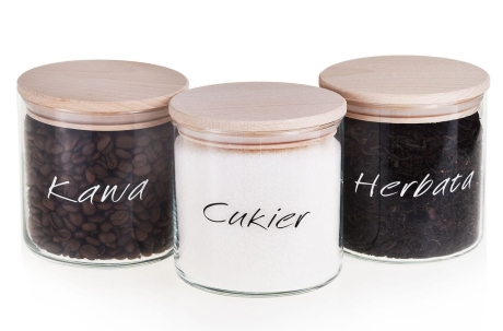 Przejdź do produktu ZESTAW POJEMNIKÓW z nadrukiem komplet kawa herbata cukier 530ml 3szt 
