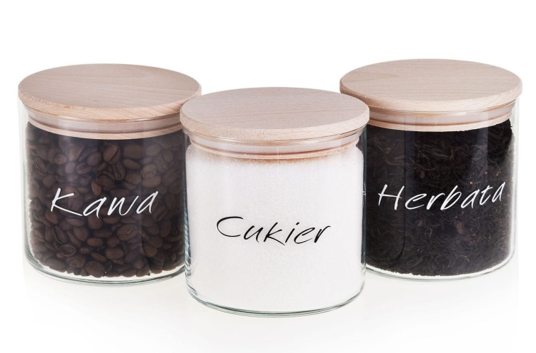 ZESTAW POJEMNIKÓW komplet kawa herbata cukier 530ml 3szt
