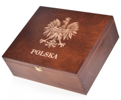 Ekskluzywny zestaw do whisky z kryształowego szkła w skrzynce z grawerem - ORZEŁ - Godło Polska