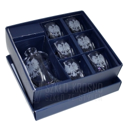 Ekskluzywny zestaw z grawerem do whisky z kryształowego szkła - ORZEŁ - Godło Polska