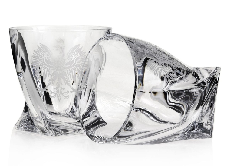 Ekskluzywny zestaw z grawerem do whisky z kryształowego szkła - ORZEŁ - Godło Polska