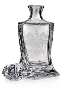 Ekskluzywny zestaw do whisky z kryształowego szkła w skrzynce z grawerem - ORZEŁ - Godło Polska