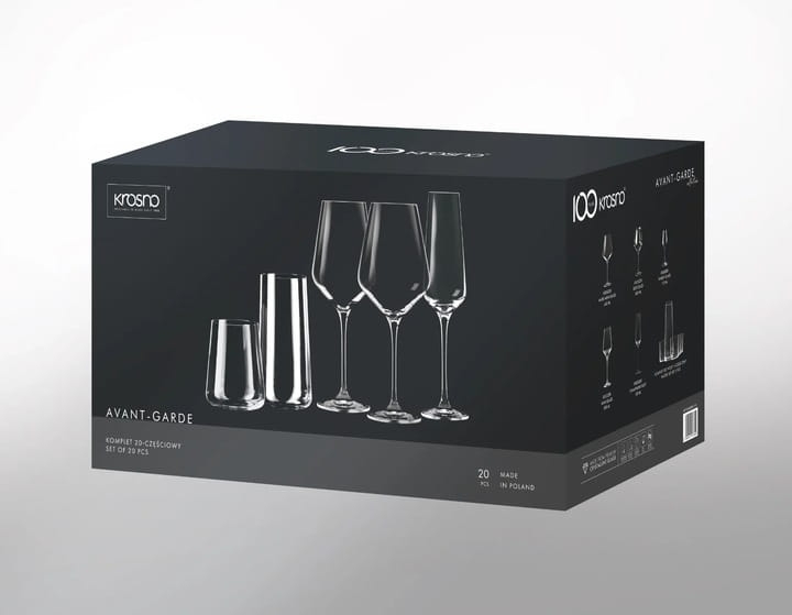 Komplet / zestaw kieliszków szklanek KROSNO Avant-Garde 20el do wina, szampana, wody, soku