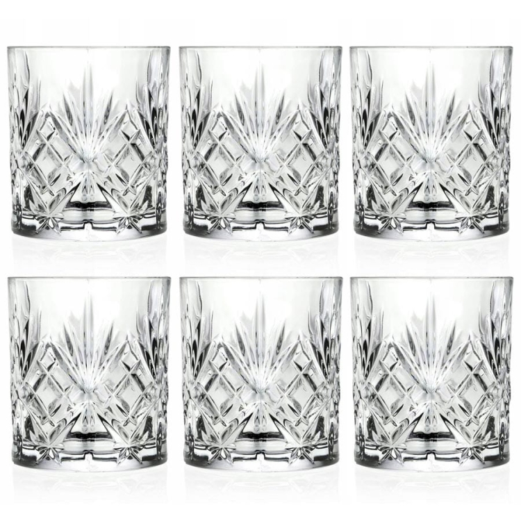 Ekskluzywne szklanki do whisky RCR Melodia 310ml w skrzynce z GRAWEREM