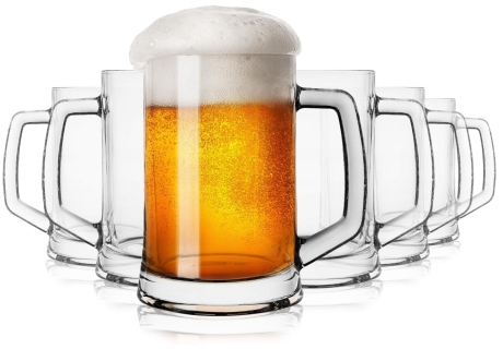 Przejdź do produktu Duże solidne klasyczne szklane kufle z rączką do piwa | 500 / 700 ml | GŁADKIE | 6 szt 