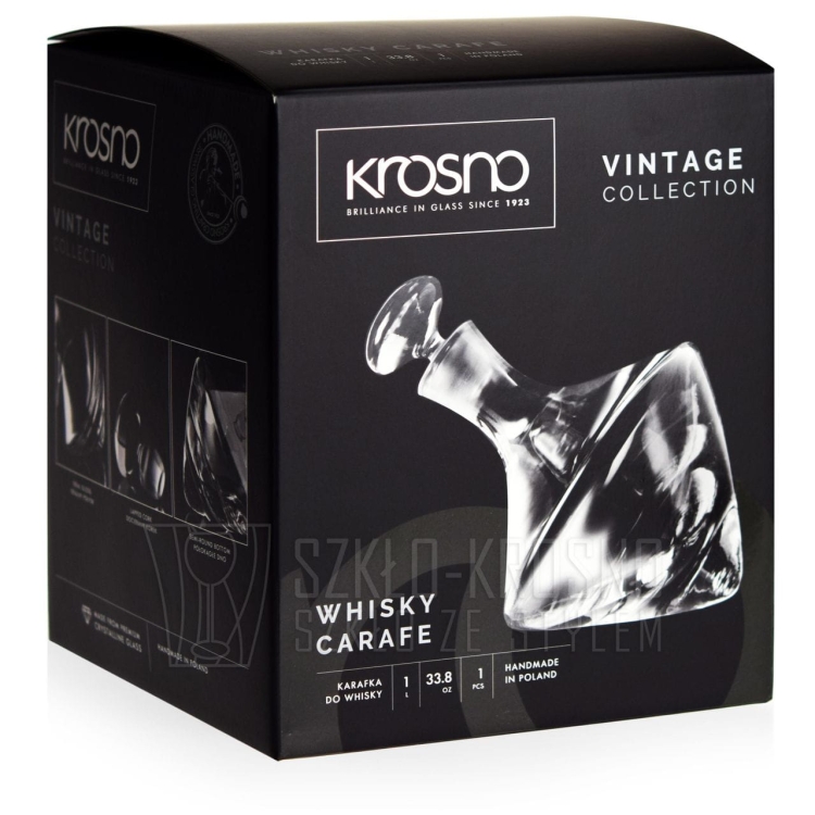 Piękna bujana karafka do whisky KROSNO Vintage 1000 ml