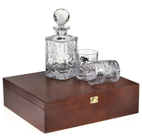 Przejdź do produktu Zestaw do whisky JULIA młynek kryształ 6+1 w skrzynce z GRAWEREM