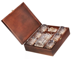 Zestaw do whisky JULIA młynek kryształ 6+1 w skrzynce z GRAWEREM