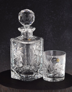 Zestaw do whisky JULIA młynek kryształ 6+1 w skrzynce z GRAWEREM