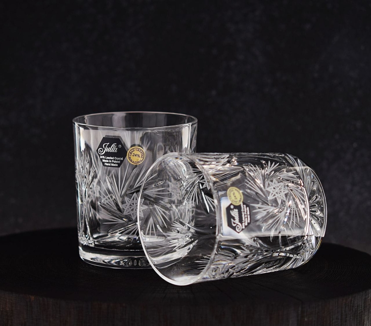Zestaw do whisky JULIA młynek kryształ 6+1 w skrzynce z GRAWEREM