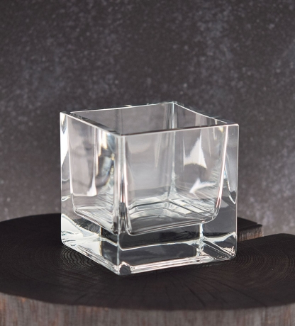 Przejdź do produktu Wazon szklany bezbarwny kwadratowy 10x10x10cm 