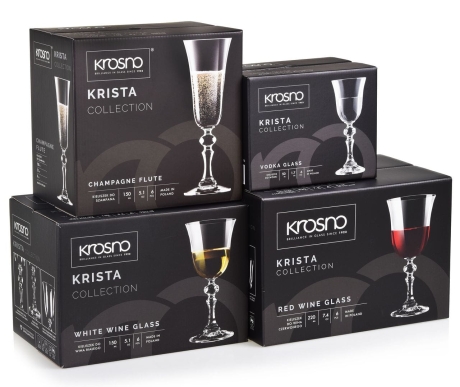 Przejdź do produktu Komplet kieliszków do wina szampana wódki KROSNO PRESTIGE KRISTA 24 el.