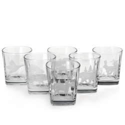 Szklanki do whisky Myśliwskie kwadratowe 300 ml  | 6 szt. w pudełku szklanka.pl